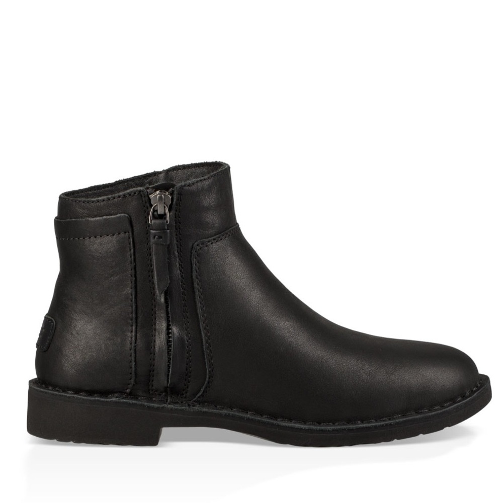 Uggs Rea Black Leather Ankle Boots
